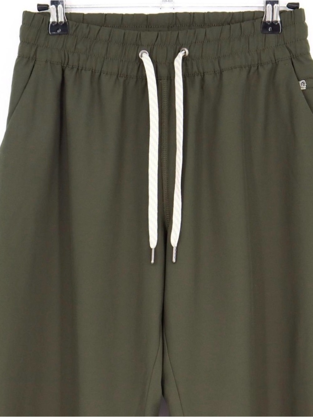 Vuori Olive Green Drawstring Track Pants with White Cord